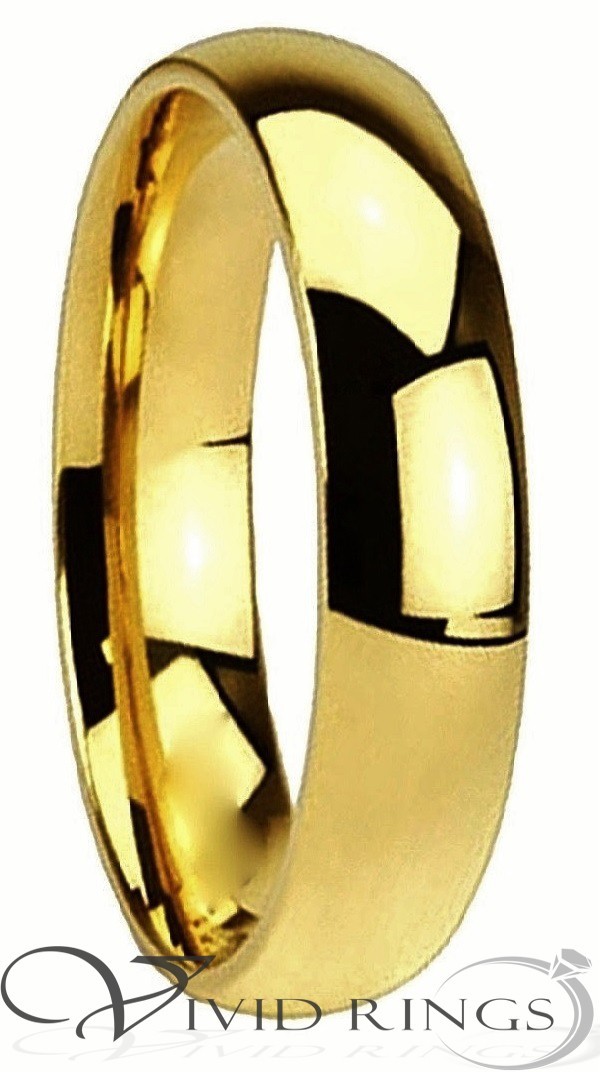 Gold Plated Stainless Steel Ring Plain Wedding Band Size 4 to 14.5