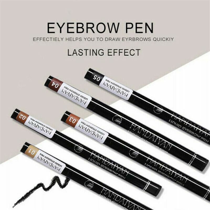 2 Pack Long-Lasting Liquid Tattoo Eyebrow Pens: 4 Tips, 3D Fork Microblading Ink