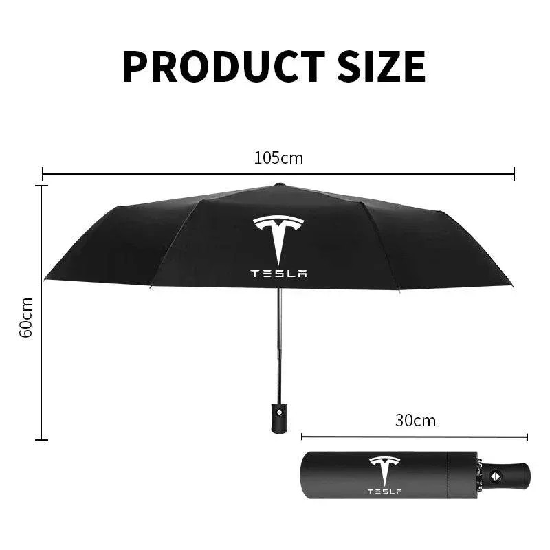 Tesla Branded Fully Automatic Umbrella – Windproof, Compact & Stylish