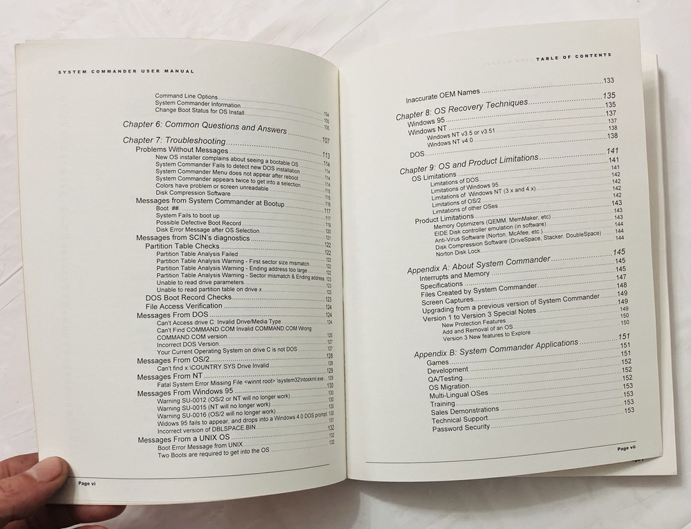 Original System Commander User Manual VCOM Partitioning Guide Windows Linux 1996