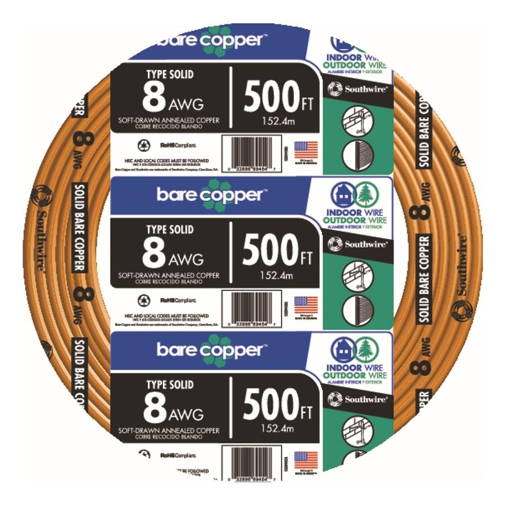 Southwire 15 ft. 8-Gauge Solid SD Bare Copper Grounding Wire