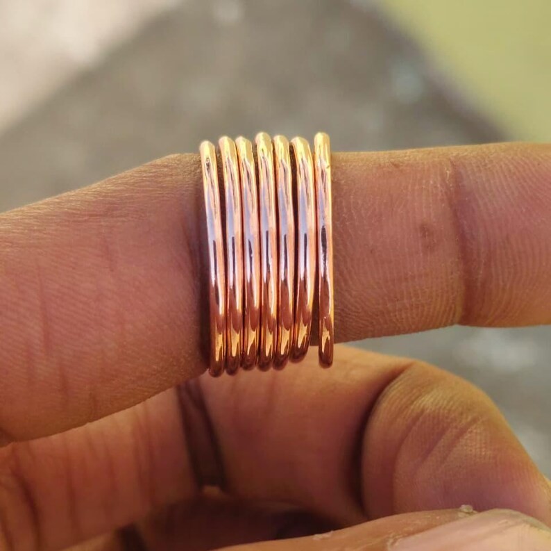 Handmade Copper Stacking Rings | Minimalist Band Ring Set