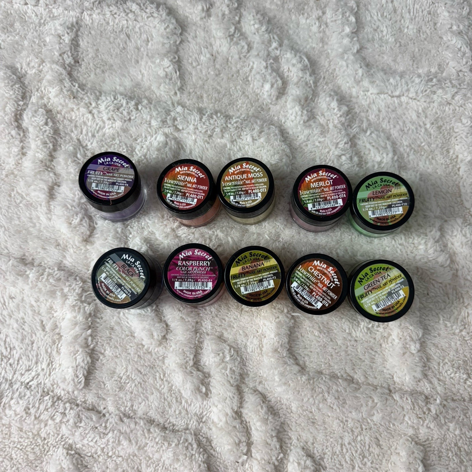 Mia Secret Nail Art Acrylic Professional Powder 10 Colors Sets-Neon Pastel Mixed