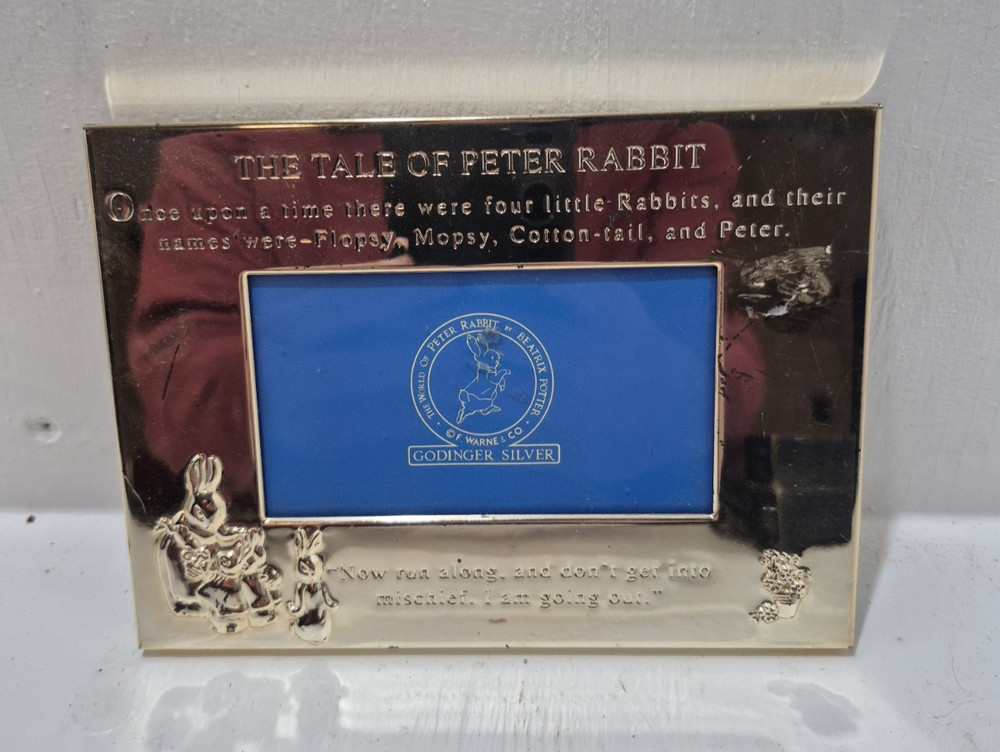 Vintage Godinger Silver Plate Picture Frame The Tale of Peter Rabbit Story Metal