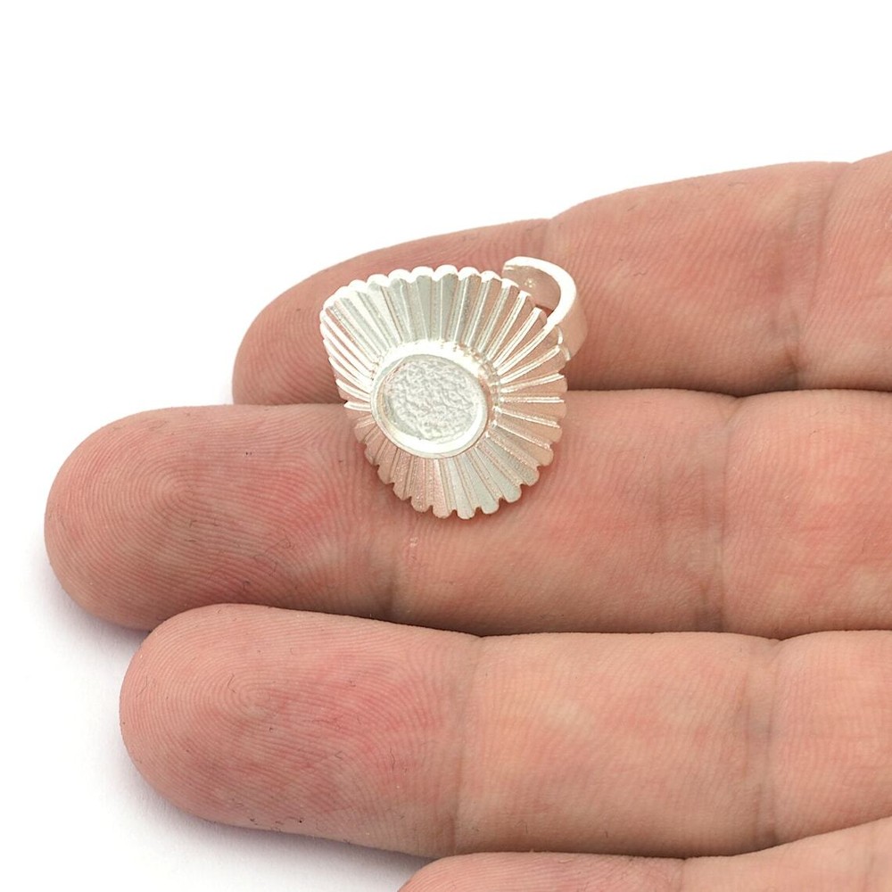Sun Round Blank Ring Cabochon Base Blank Setting Adjustable raw brass 5456