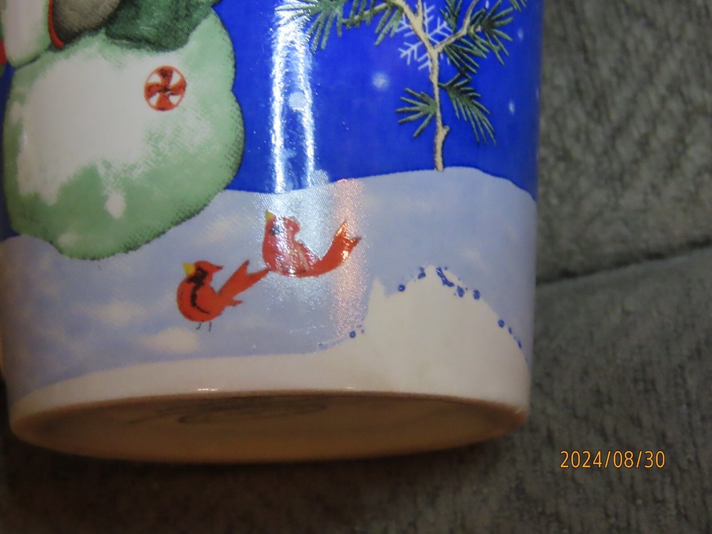 Set (6) Studio 33 7 Inch Snowman Dessert Plates and Mugs - 3 Diff Patterns