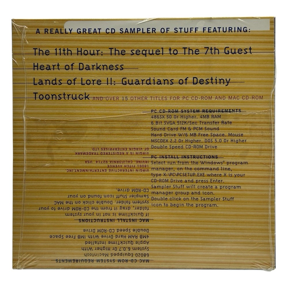 Virgin Interactive Sampler Disc PC Computer Demos Windows Macintosh CD-ROM