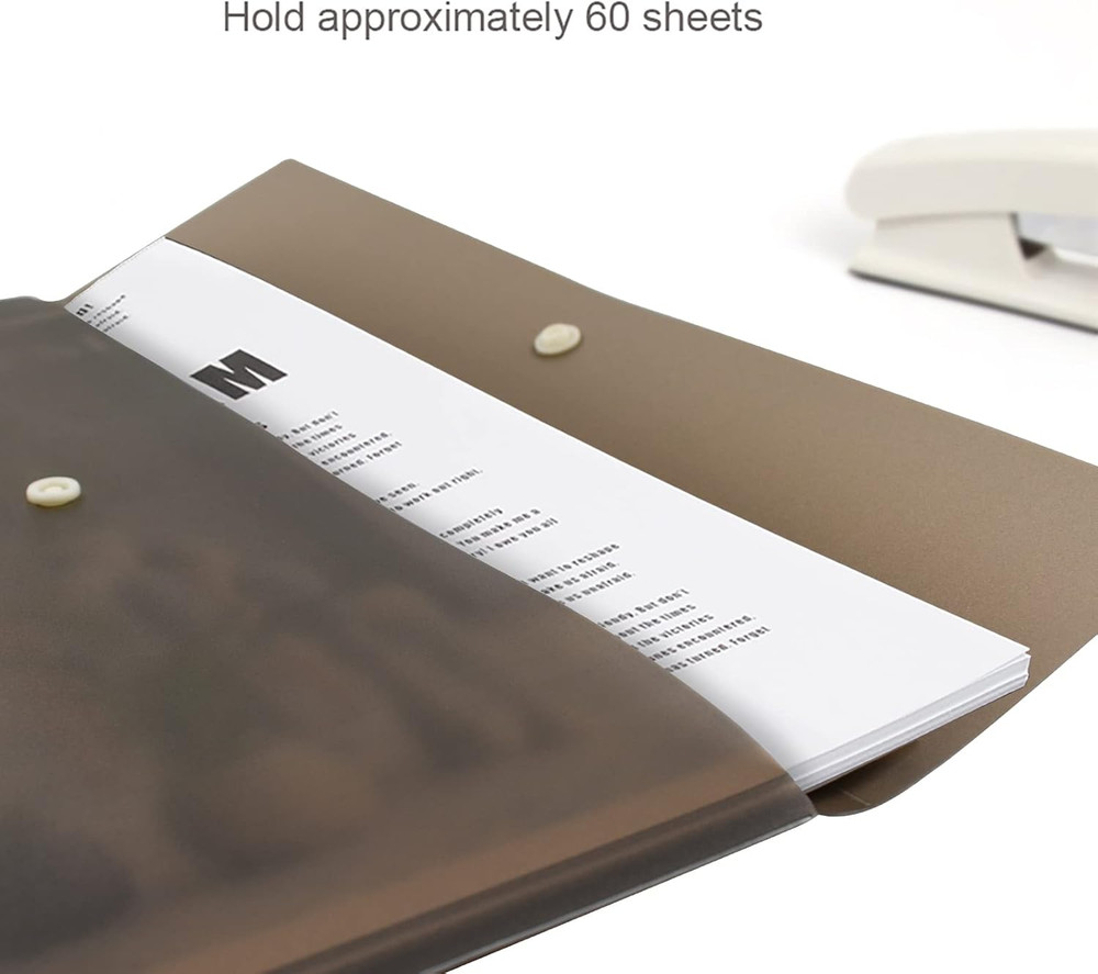 5 Pieces A4 Envelopes Folders for Paperwork Plastic Wallets Document Organizer w