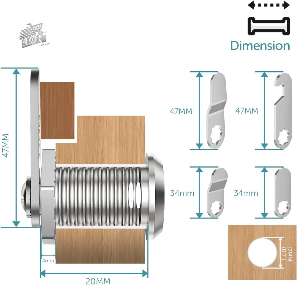 16mm Mailbox Lock With 5 Different Plates, Spindles