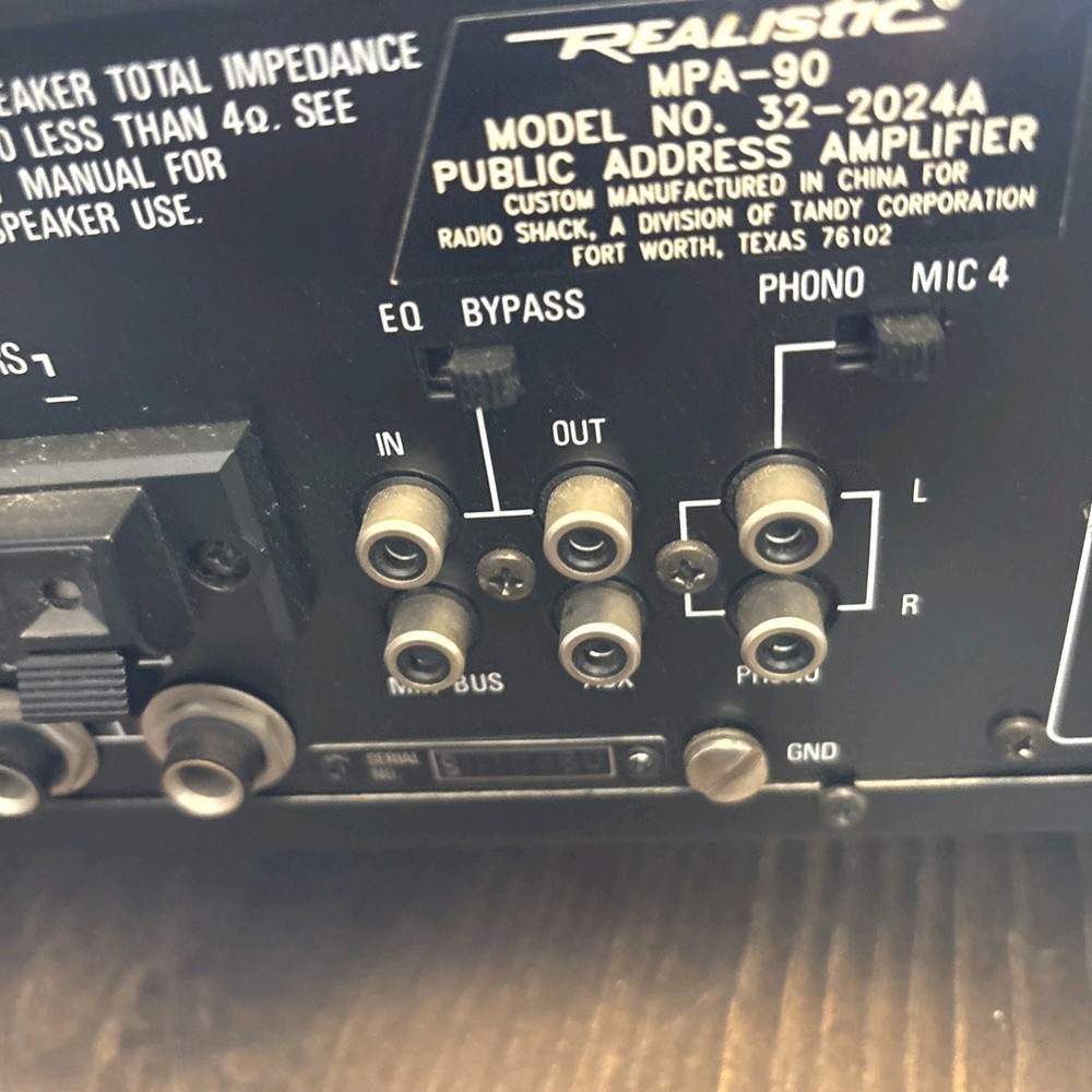 VTG Realistic MPA-100 Solid State P.A. Amplifier 100 Watt Works