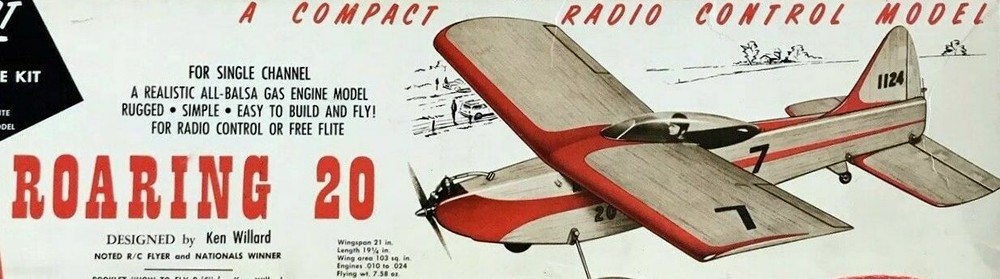 Rare ROARING 20 PLAN + CONSTRUCTION ARTICLE for Take-Along RC Model Plane