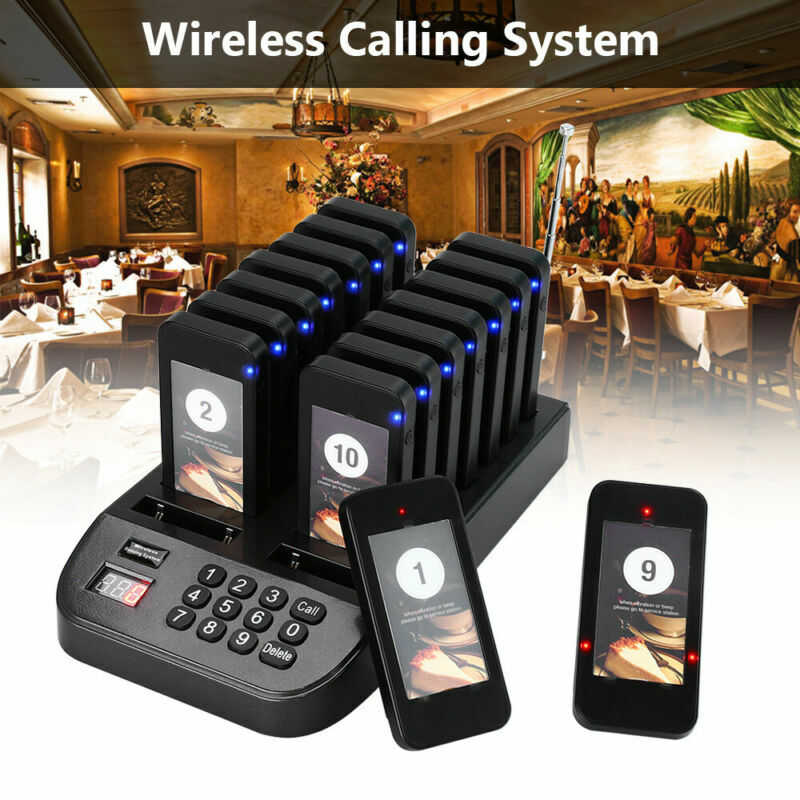 16 Pager Guest Keypad Wireless Calling Paging Queuing System Restaurant Coaster