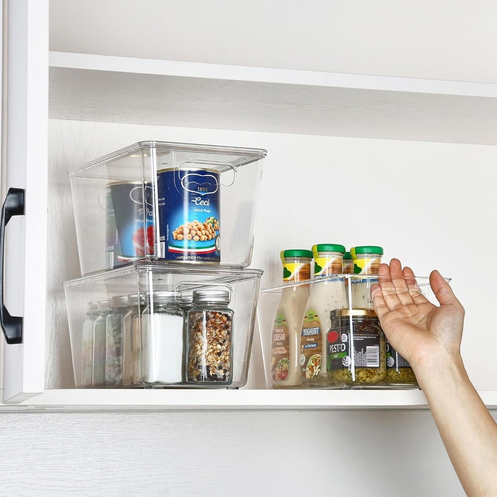 6 Pack Clear Stackable Storage Bins with Lids - Perfect for Home Organization