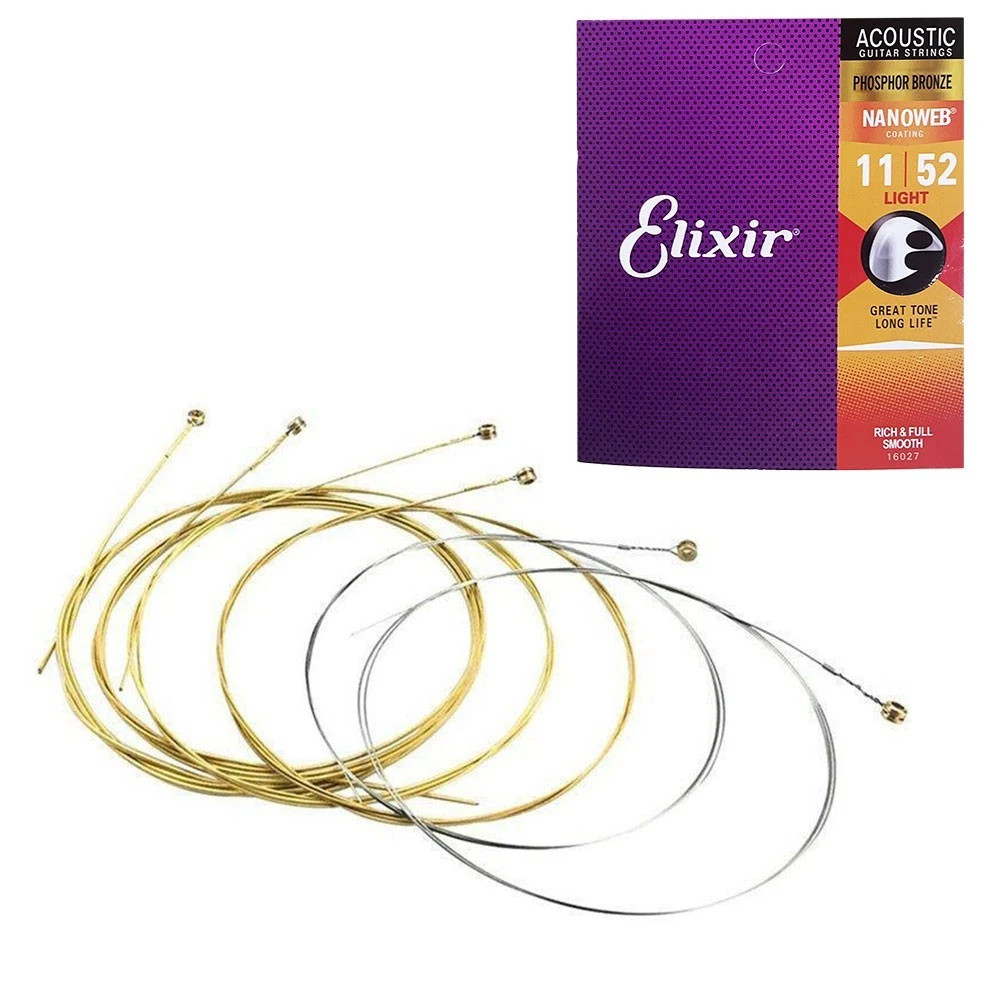 Elixir Phosphor Bronze Acoustic Guitar Strings Custom Light (11-52) 2-Pack US