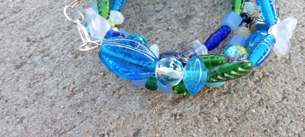 Blue & Green Glass Beaded Bracelets