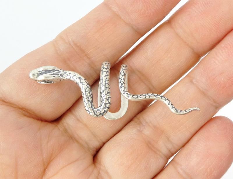 SINGLE Sterling Silver Snake Earring Ear Cuff Non Percing Unique Gothic Punk