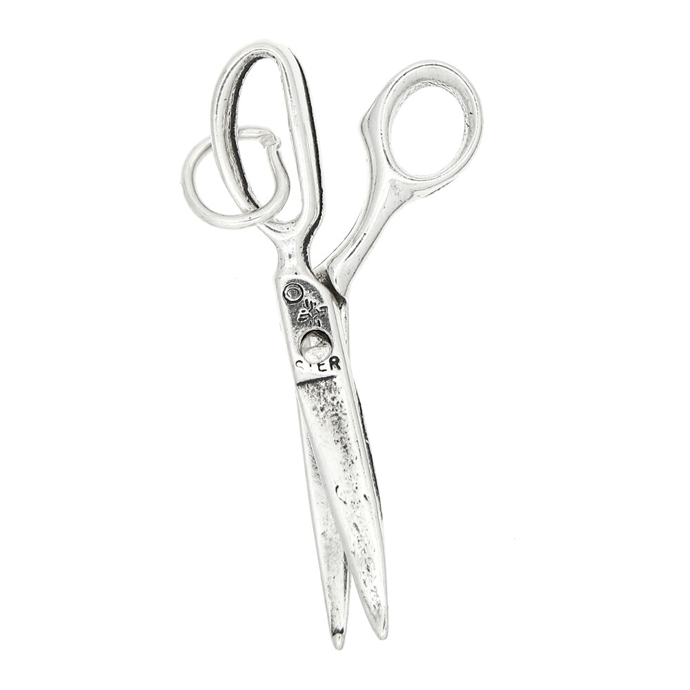 Sterling Silver 3D Scissors Shears Charm or Pendant