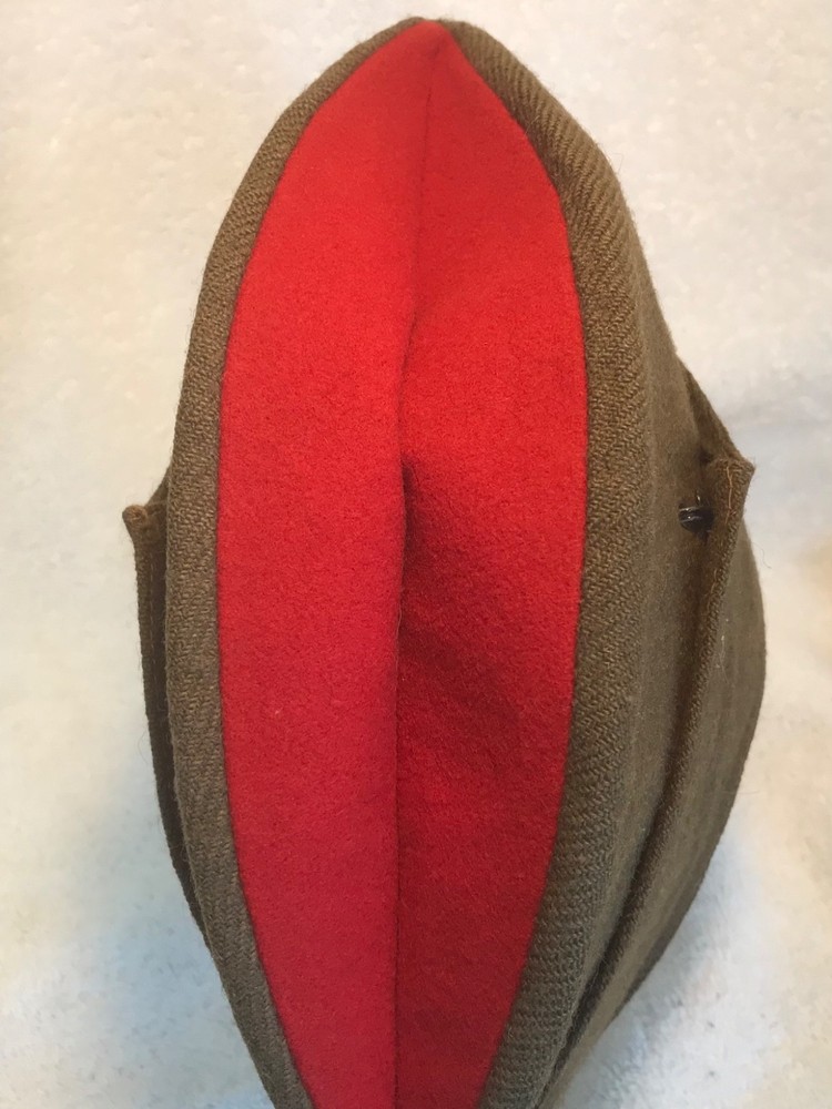 WW2 RCAC Khaki and Red Wedge Cap