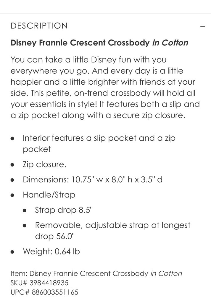 2024 Vera Bradley Beauty And The Beast Frannie Crescent Cb NEW With Tags Disney