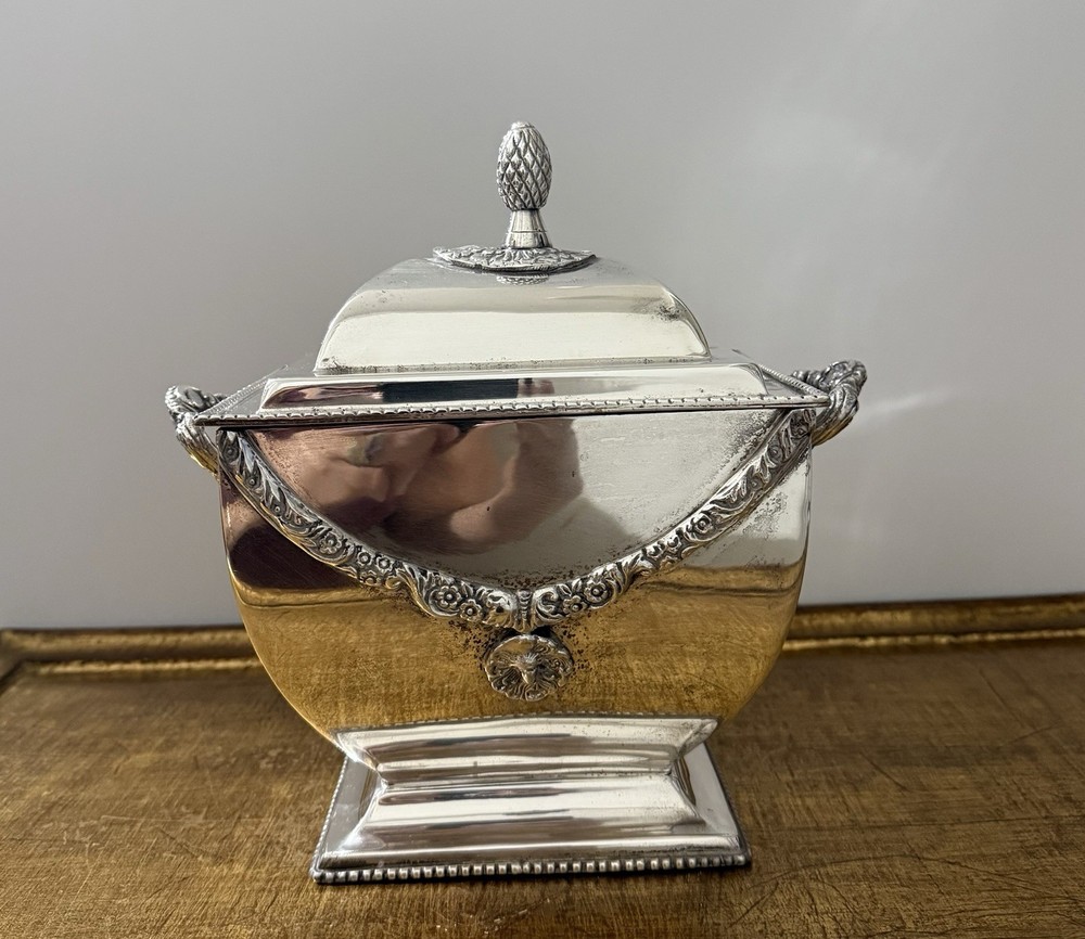 Decorative Only Silver Plate Tea Candy Jar