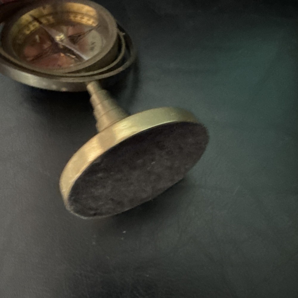 Vintage Solid Brass 7” Floating Gimbal Compass Nautical Decor