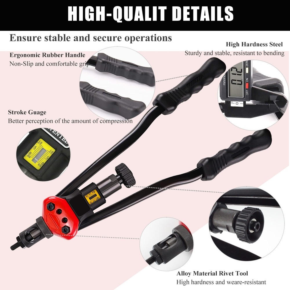 16'' Rivet Gun Rivnut Thread Setting Tool Nut Setter NutSert Metric&SAE 145 Nuts