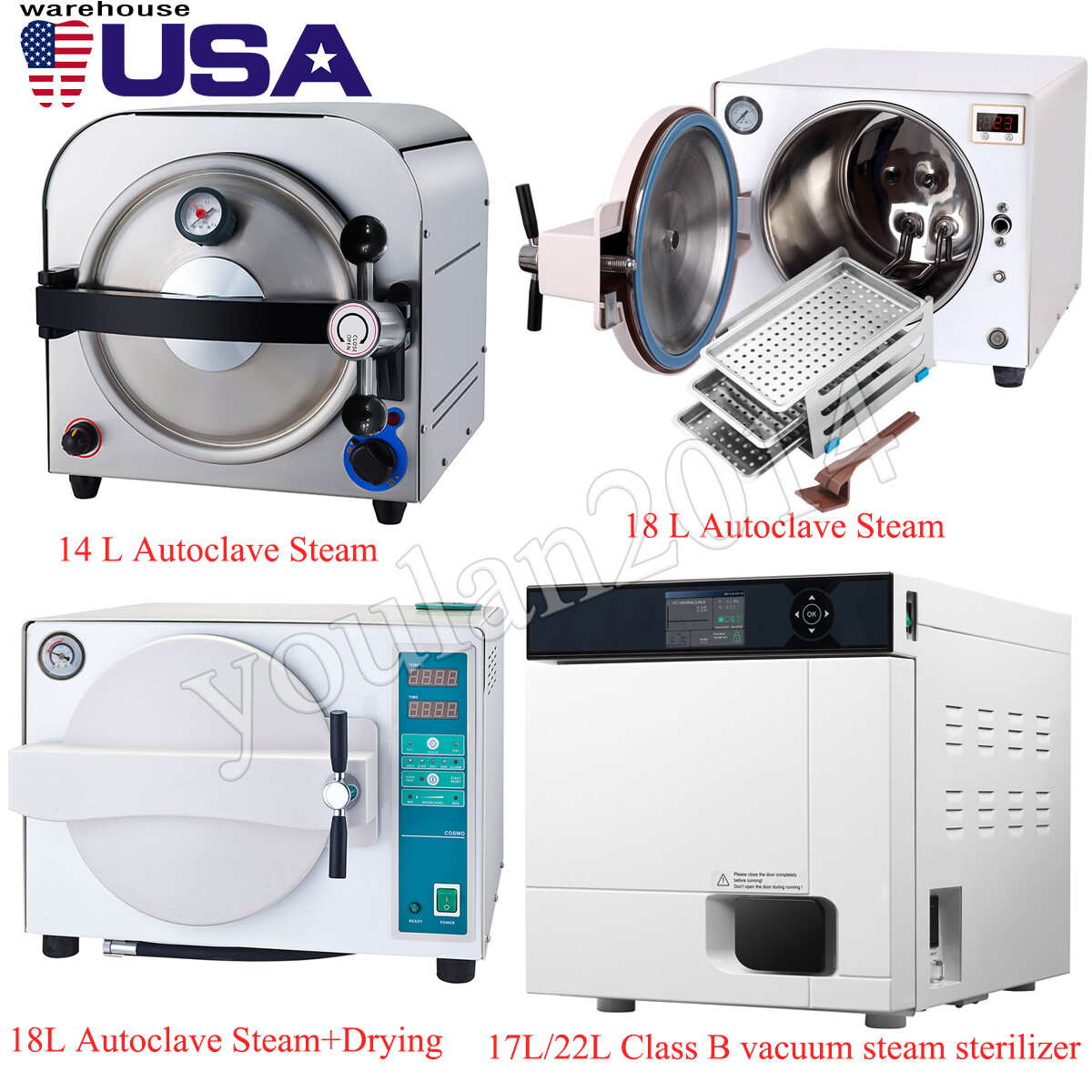 Dental Autoclave Steam Sterilizer Medical Drying Class B Steam Sterilizer 17/18L