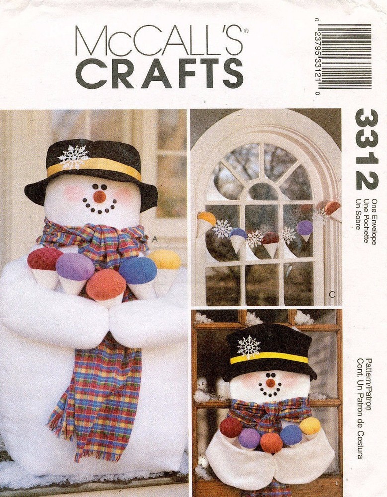 McCall's Snowmen and Snowcone Decorations Pattern 3312 UNCUT