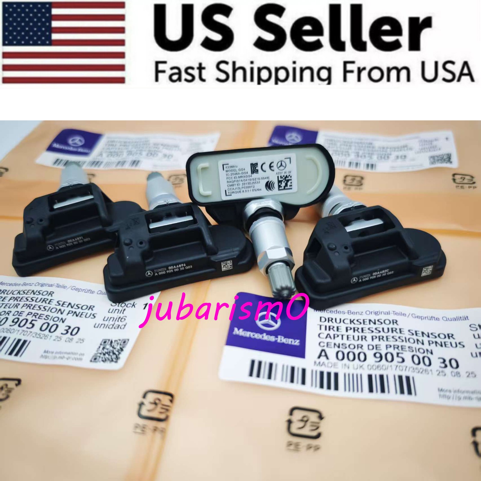 4pcs Genuine OEM A0009050030 TPMS Tire Pressure Monitoring Sensors for Benz C300