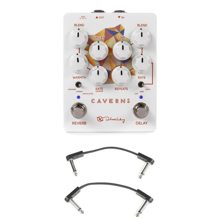 Keeley Caverns V2 Delay and Reverb Pedal with EBS Patch Cables