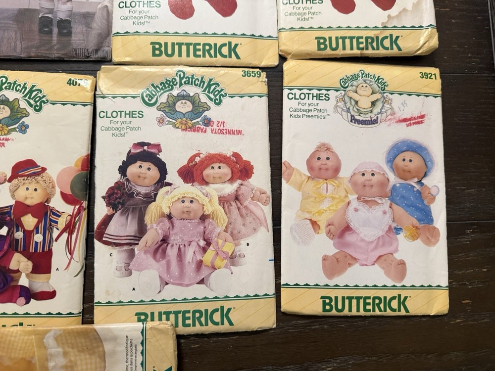 Lot Of 9 Cabbage Patch Doll Sewing Patterns/ Mixed Lot