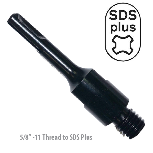 Core Drill Bit Adapter 5/8"-11 Threaded Male to SDS PLUS Hammer Drill Diamond