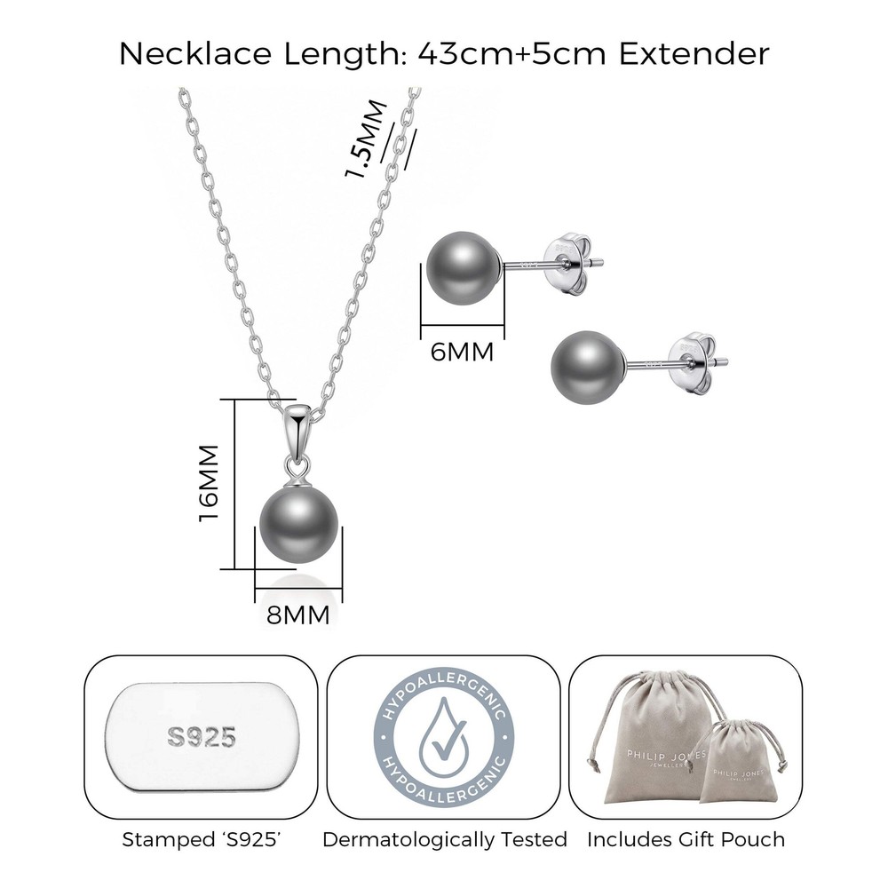 Sterling Silver Grey Shell Pearl Set