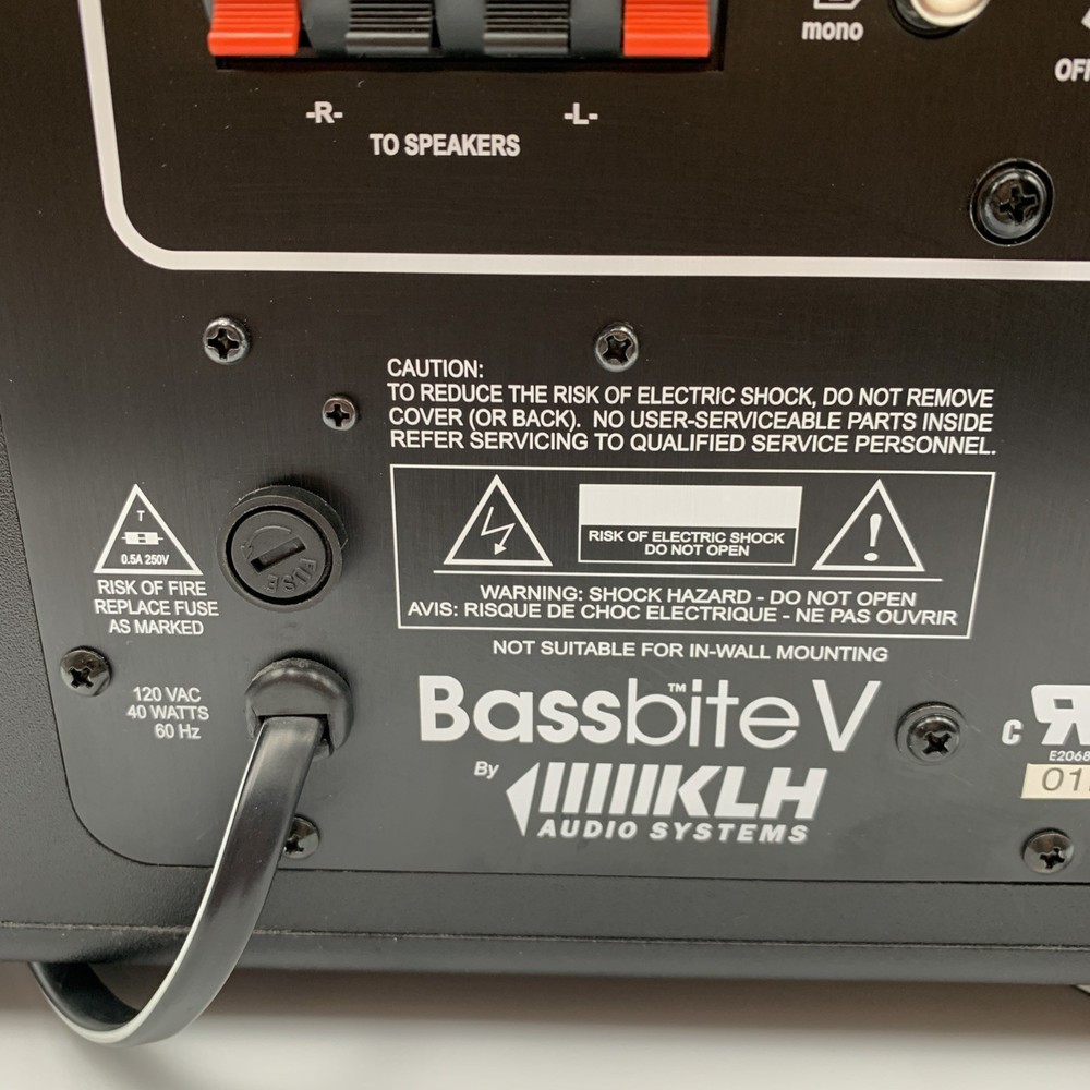 KLH Audio Systems BassBite V Powered Floor Subwoofer Black - Fully Tested