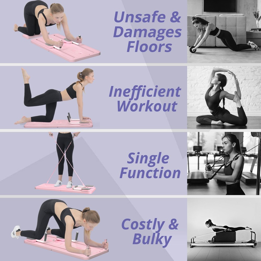 Pilates Board - Pilates Reformer Set, Multi-Purpose Foldable Pilates Reformer...