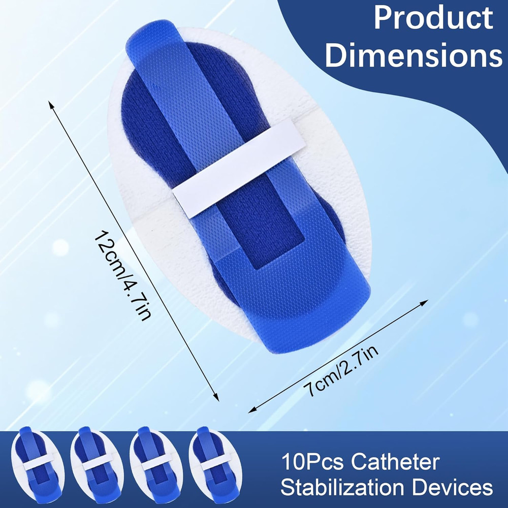 Foley Catheter Stabilization Device, Self Adhesive 10 Pack, Blue
