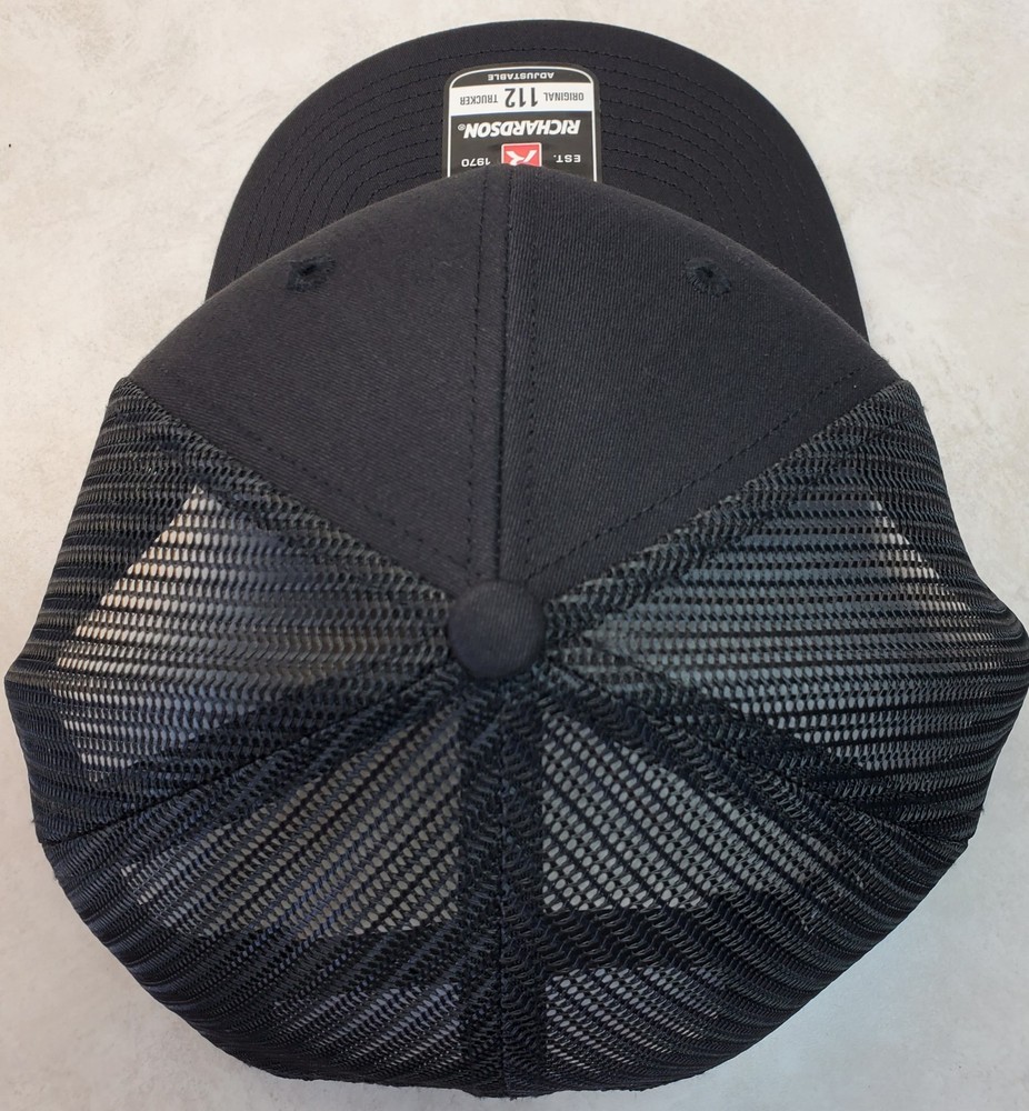 Snap-on Patch on Richardson 112 Trucker Hat Snapback Black/Black