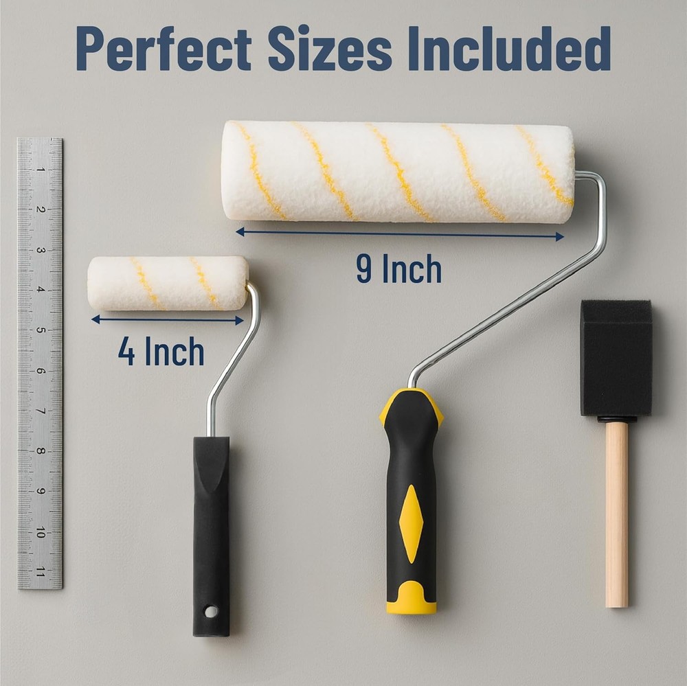 Bates - Paint Tray Set, Paint Rollers, Paint Brushes for Wall, Tray, Roller Brus