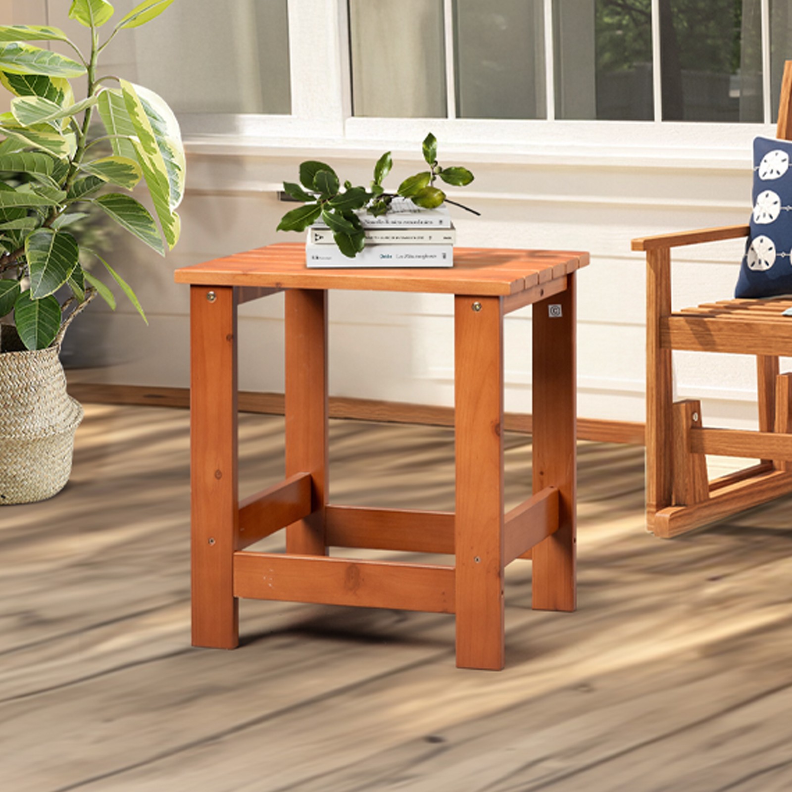 16in Wooden Square Side End Table In/Outdoor Living Room Furniture Coffee Table