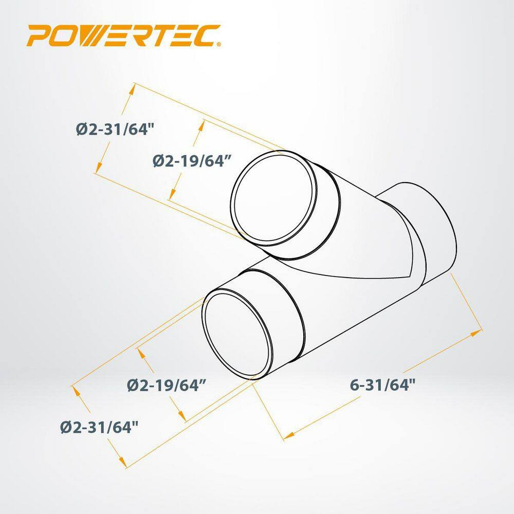 2-1/2 In. I.D. Y-Fitting for Dust Collection Systems