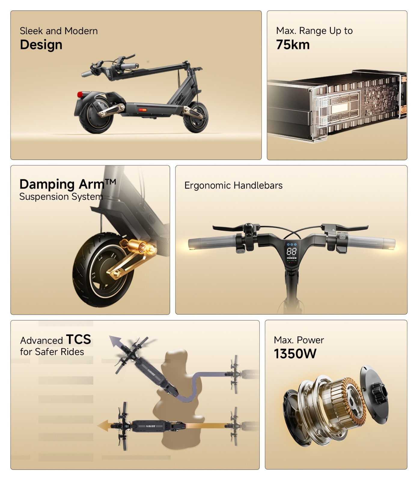Navee ST3Pro Foldable Electric Scooter 25MPH Long Range Off-Road 10" Tires Adult
