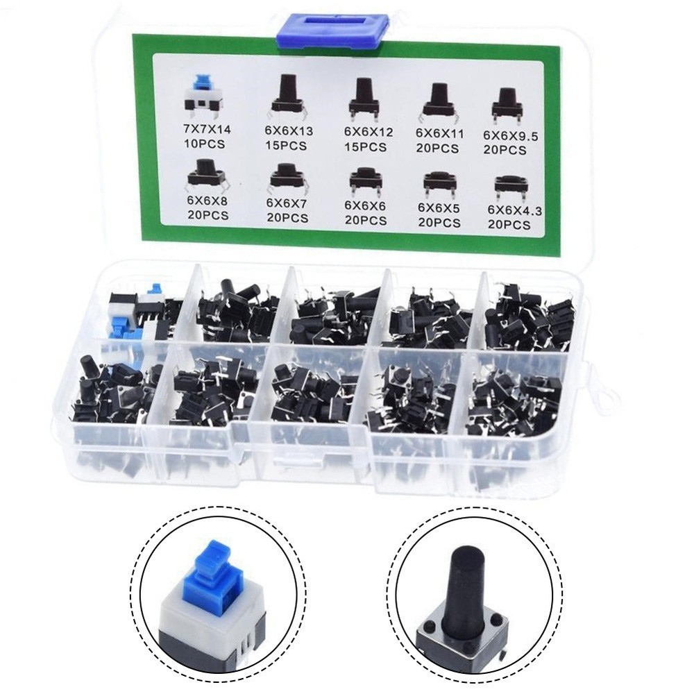 Push Button Tactile Switch Kit 180 Pieces Boxed for Electronic Device Repairs