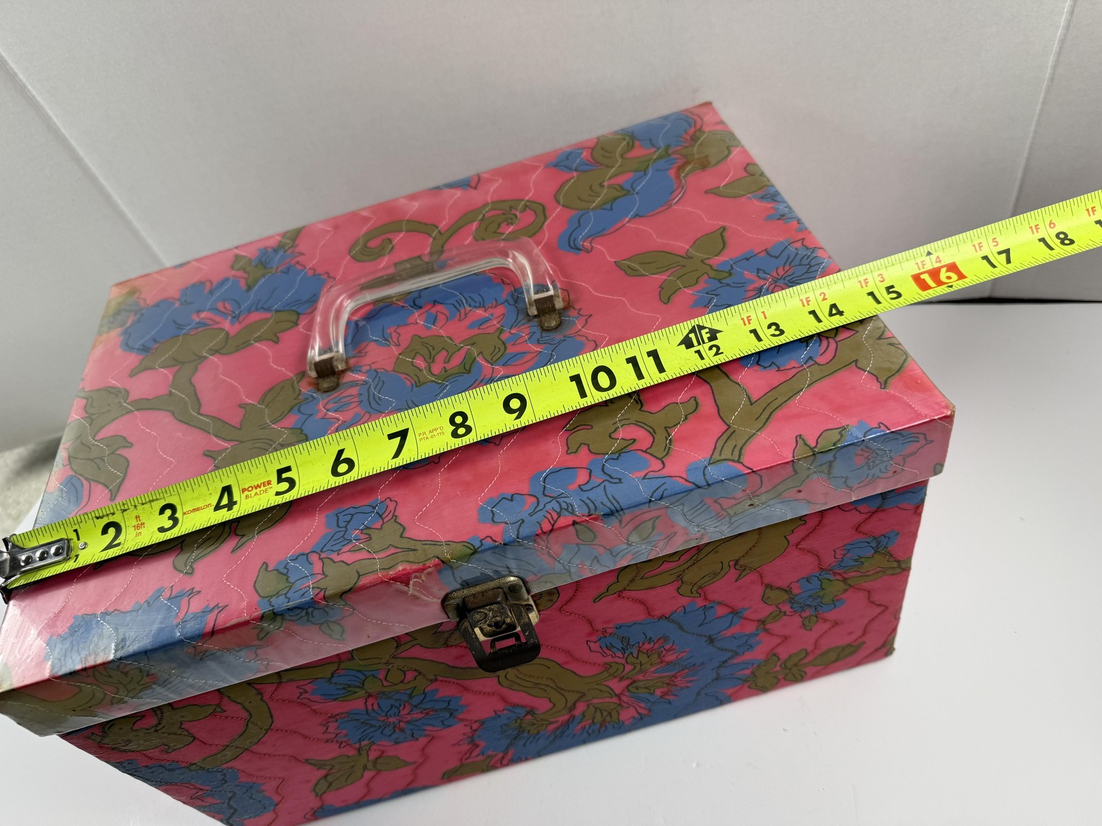 Vintage Sewing Box Kit Pink Floral Portable Sewing Case Box Organizer 60's