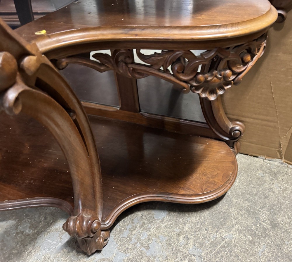 THOMAS BROOKS SIGNED PIERCED CARVED ROCOCO ROSEWOOD CONSOLE TABLE