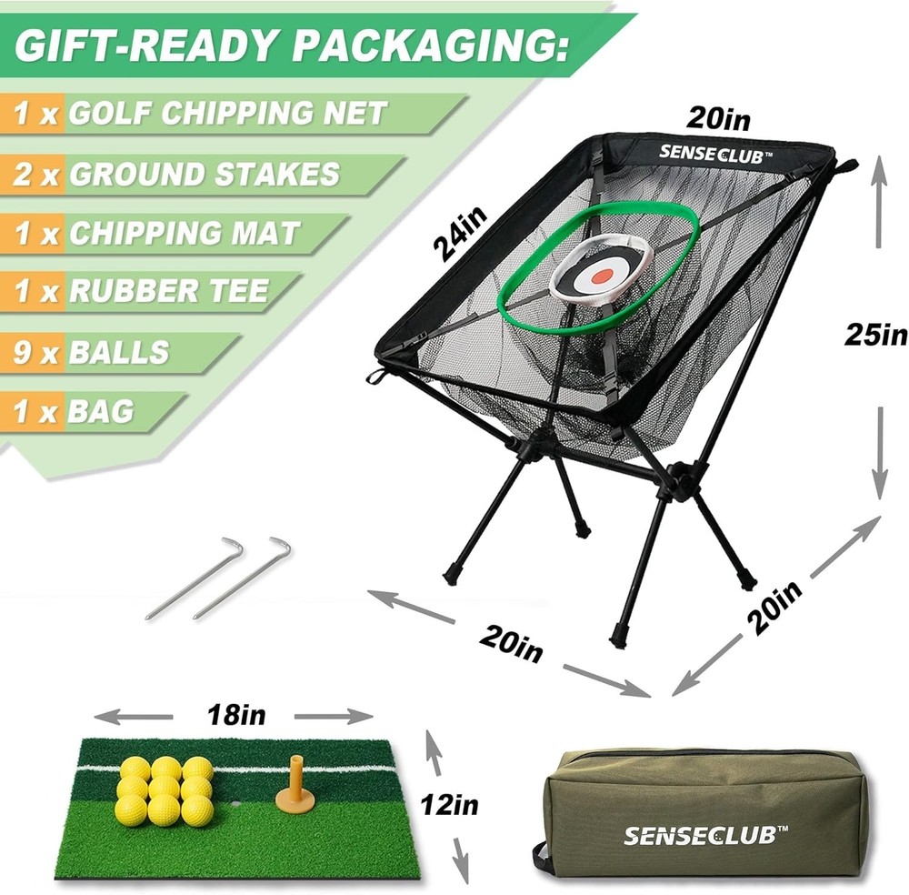 Foldable Chipping Net & Floating Green, Indoor Golf Practice Chipping Target,...
