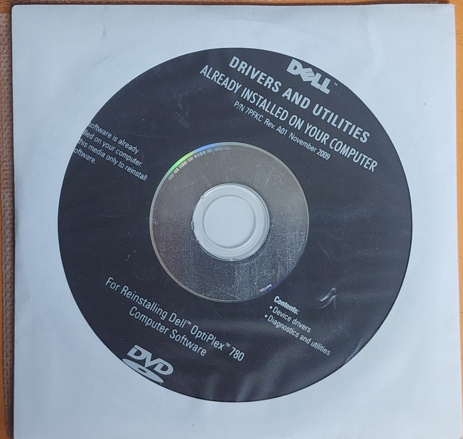 Dell Factory Restore Media - Drivers & Utilities - Resource Media DVD CD Disc