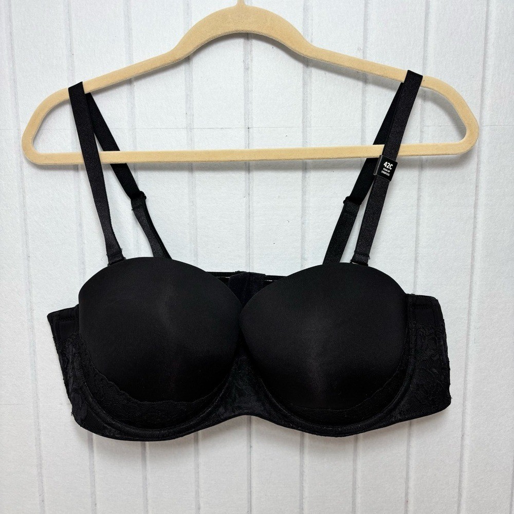 Torrid Push-Up Strapless Bra Black Lace Original Removeable Straps Size 42C