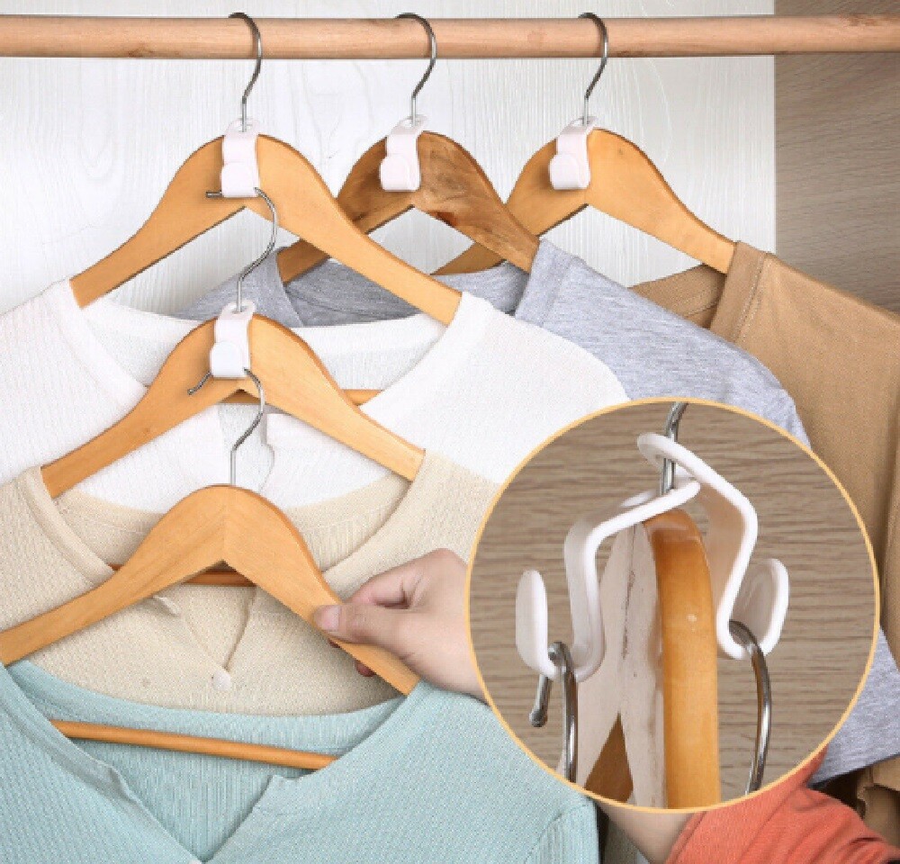 40 Pcs Hanger Connector Hooks Set- Space-Saving Closet Organizer Clips for Cloth