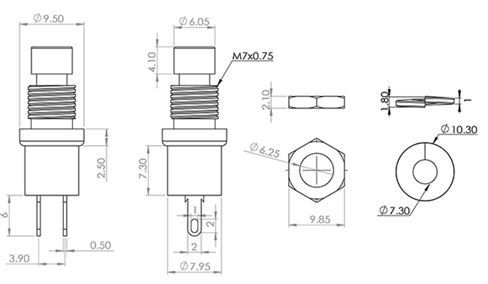 1Pcs Red Self Lock ON/OFF Self-lock Mini Push Round Button Switch