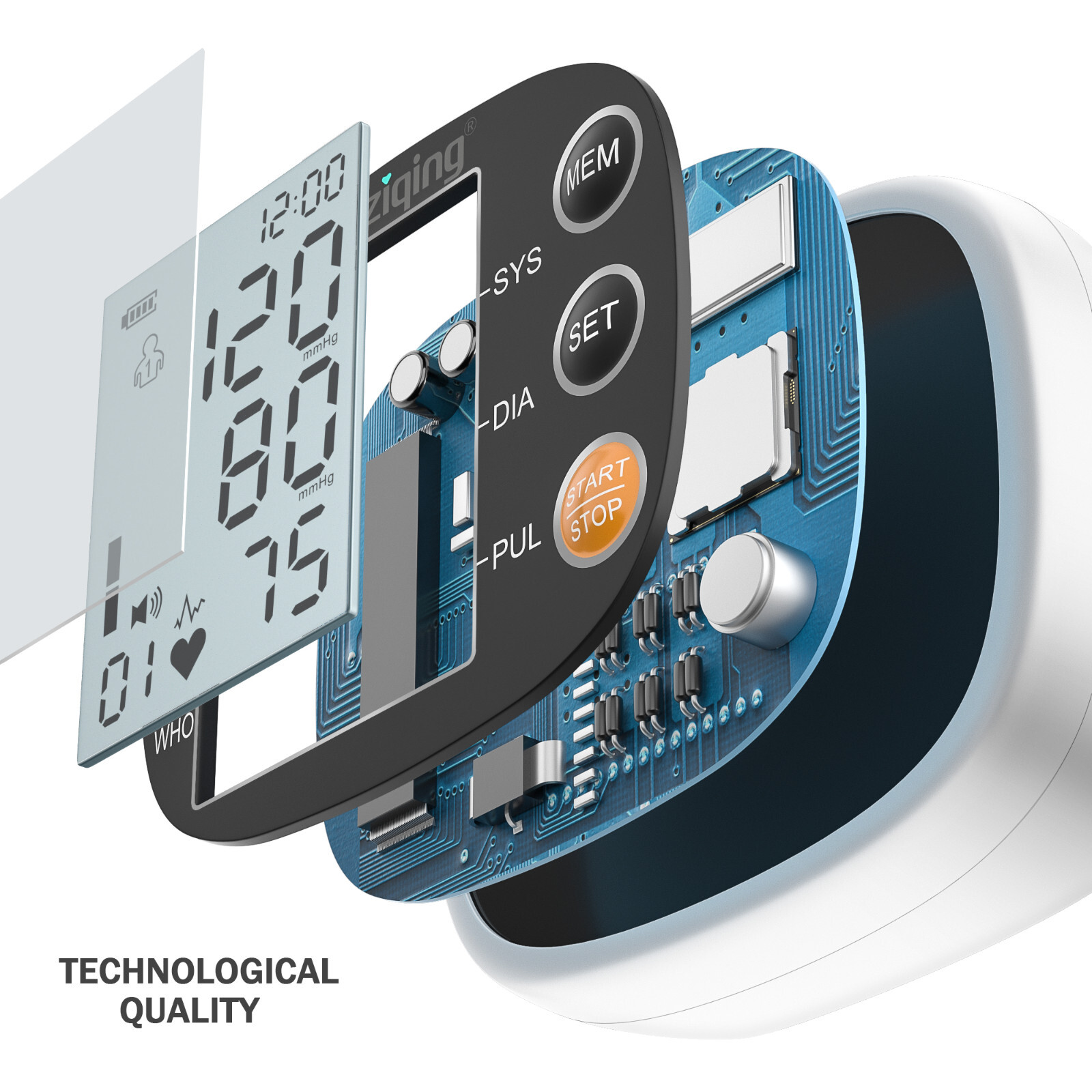 Rechargeable Sphygmomanometer Digital Blood Pressure Monitor Wrist Black